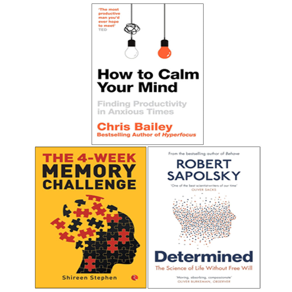 Determined, The 4-Week Memory Challenge,  How to Calm Your Mind 3 Books Collection Set