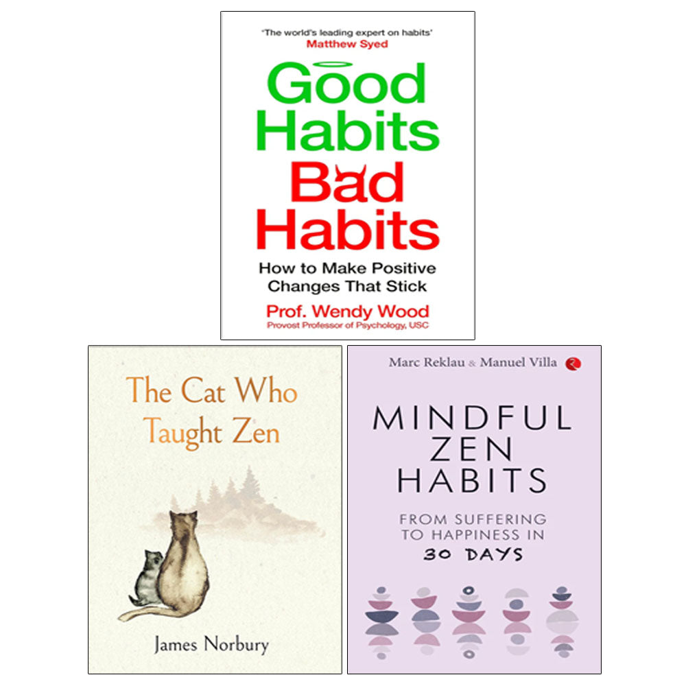 Good Habits Bad Habits, MINDFUL ZEN HABITS, The Cat Who Taught Zen (HB) 3 Books Collection Set