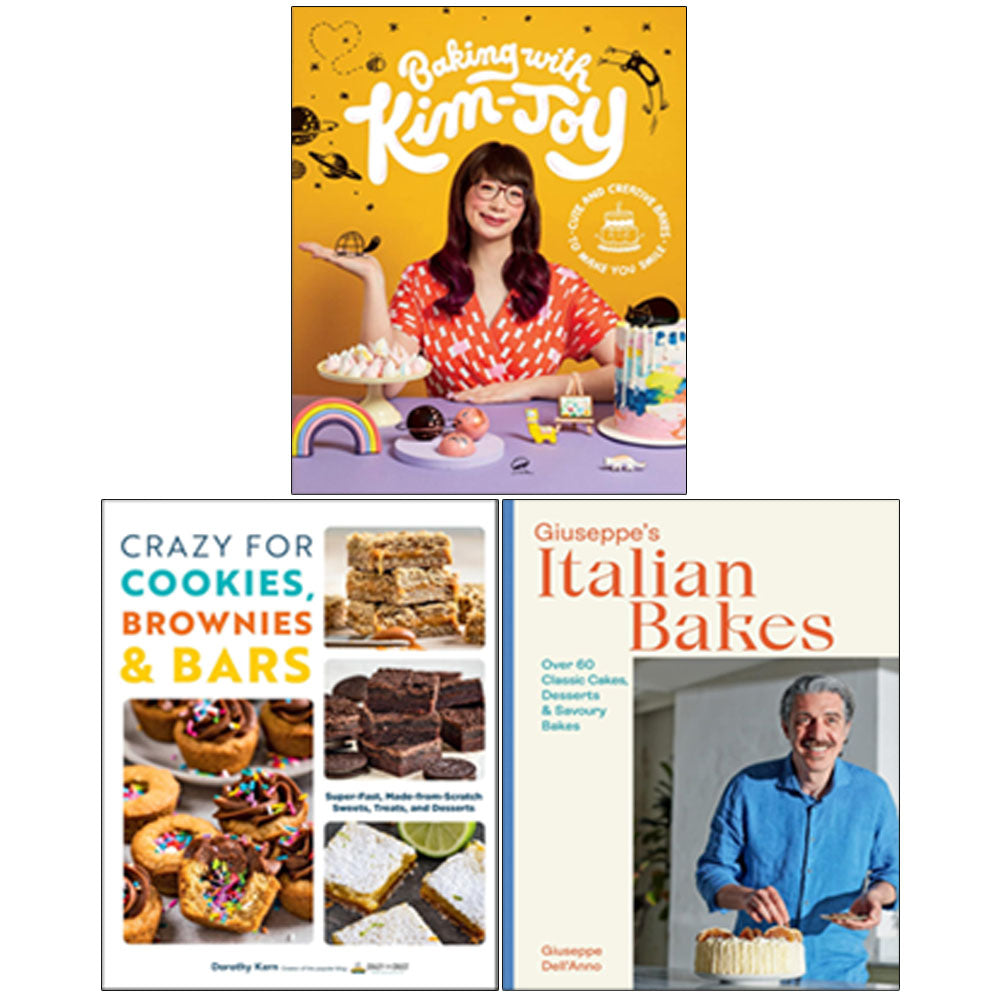 Baking with Kim-Joy(HB), Giuseppe's Italian Bakes(HB), Crazy For Cookies Brownies & Bars 3 Books Collection Set
