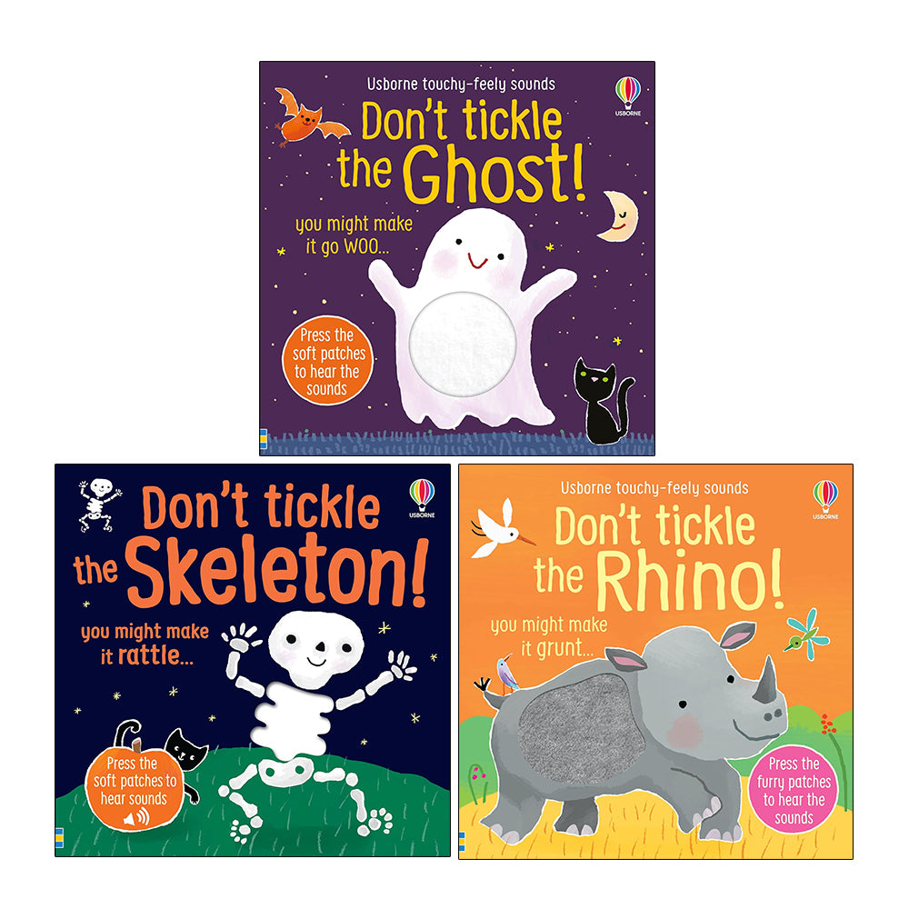 DON'T TICKLE Touchy Feely Sound Books Series 3 Books Collection Set (Ghost, Skeleton & Rhino)