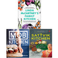Linda McCartney's Family Kitchen(HB), MOB Kitchen(HB), Sattvik Kitchen 3 Books Collection Set