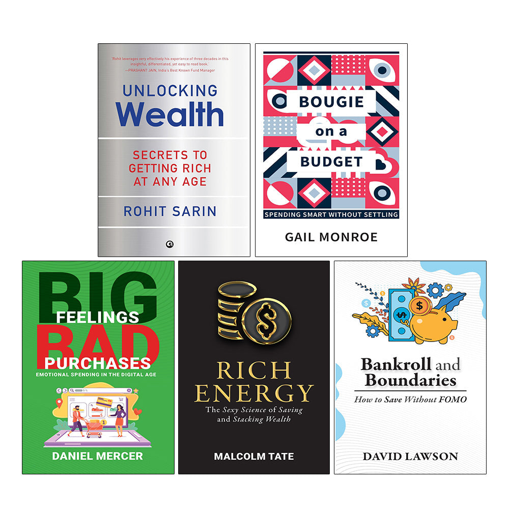 Unlocking Wealth Secrets (HB), Bougie on a Budget, Big Feelings, Rich Energy, Bankroll & Boundaries 5 Books Colection Set