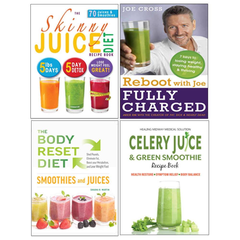 Reboot with Joe, The Body Reset Diet Smoothies and Juices, The Skinny Juice Diet Recipe Book, Celery Juice & Green Smoothie Recipe 4 Books Collection Set