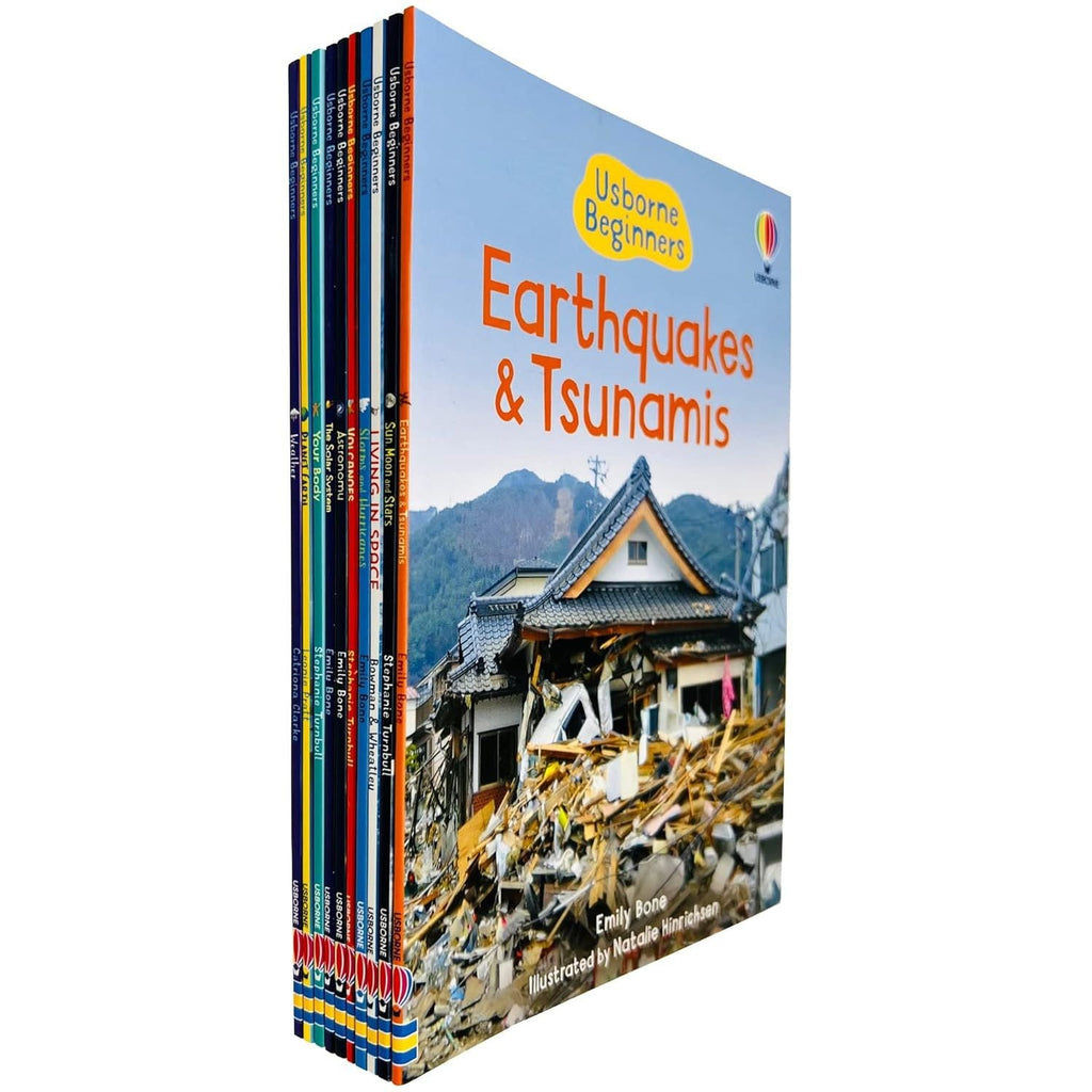 Usborne Beginners Science 10 Books Collection Set Sun, Moon and Stars, Living in Space, Volcanoes, Solar System, Planet Earth, Earthquakes and Tsunamis