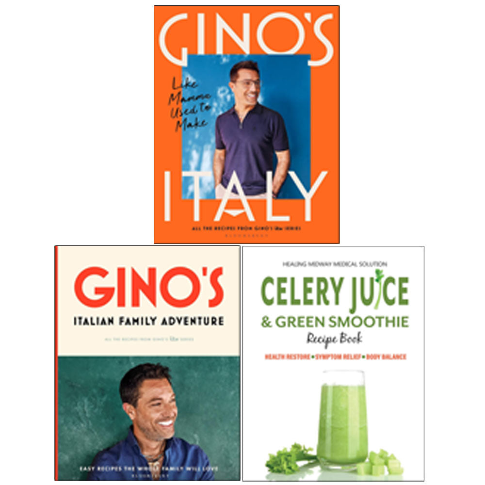Gino’s Italian Family Adventure(HB), Gino's Italy(HB), Celery Juice & Green Smoothie Recipe 3 Books Collection Set