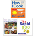 How I Cook(HB), The Rapid 800 Cookbook, The Healthiest Longevity Diet 3 Books Collection Set