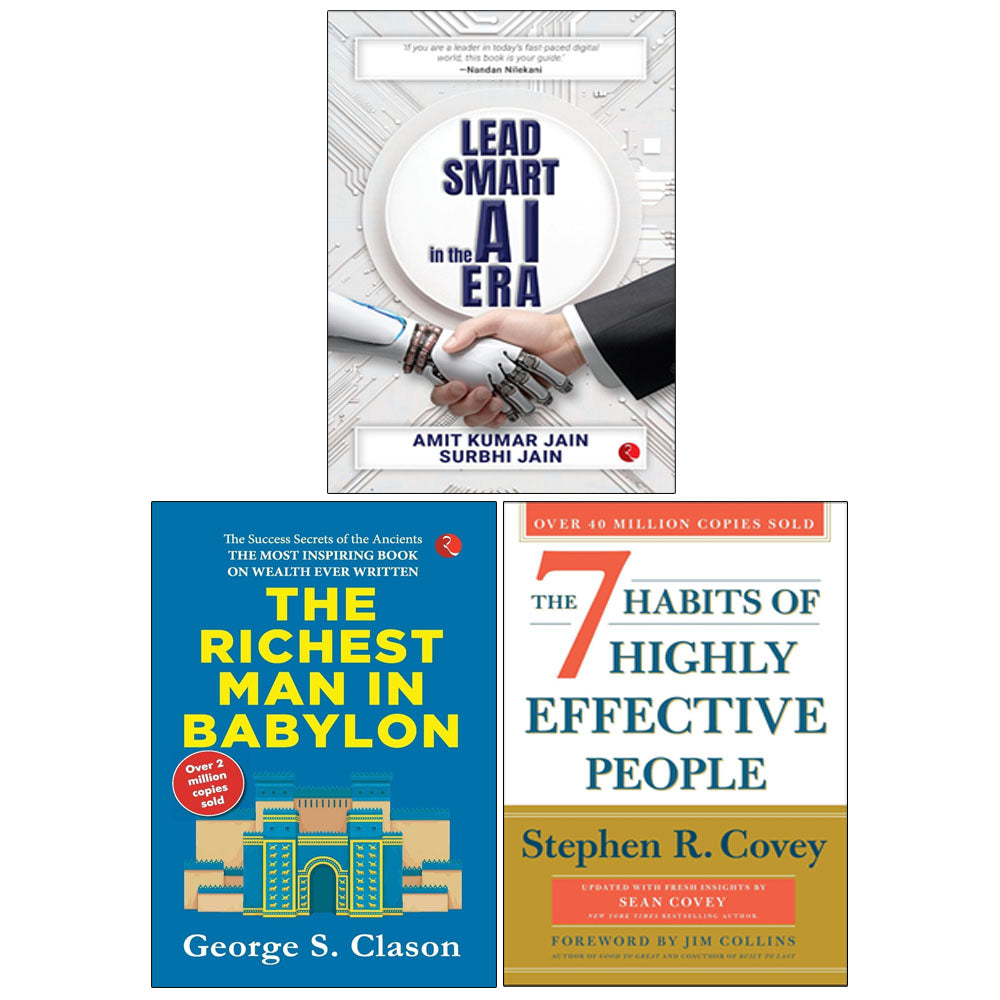 The 7 Habits Of Highly Effective People, Lead Smart in the AI Era, The Richest Man in Babylon 3 Books Collection Set
