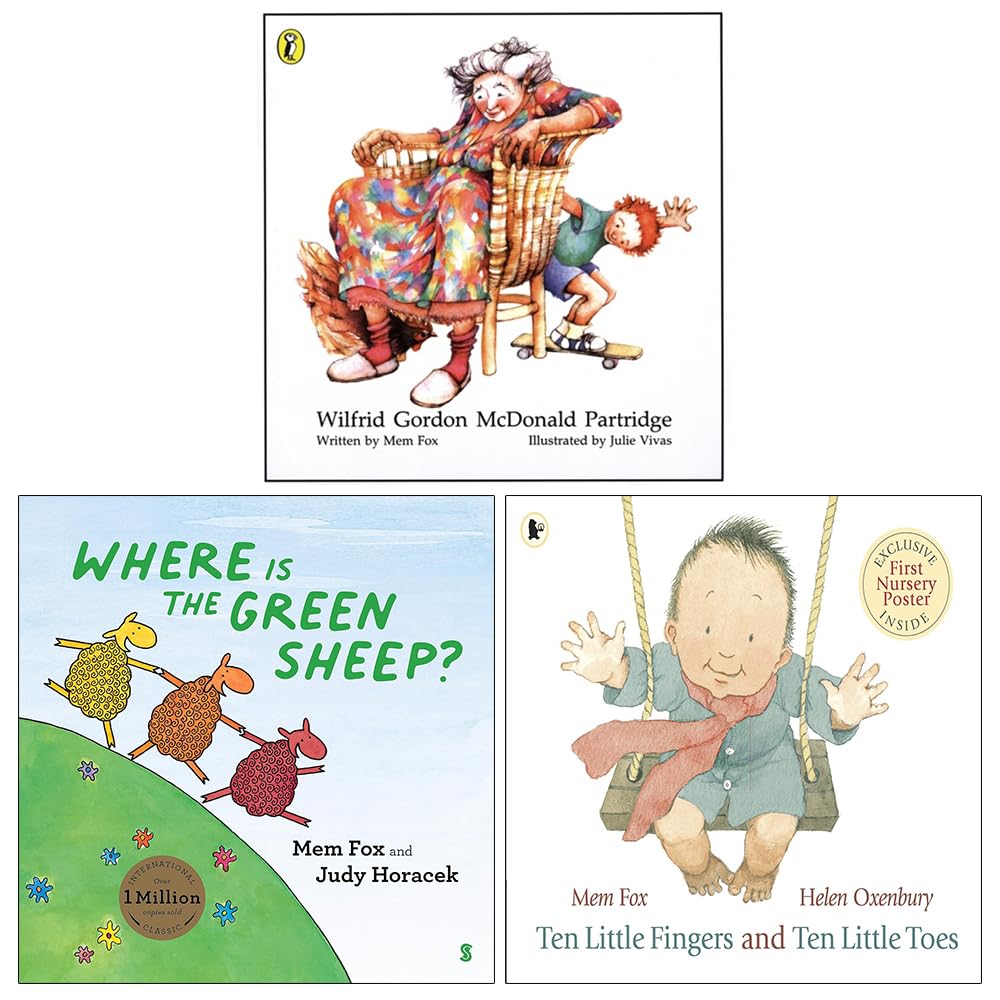 Mem Fox Collection 3 Books Set(Wilfrid Gordon Mcdonald Partridge, Where is the Green Sheep?  & Ten Little Fingers and Ten Little Toes)