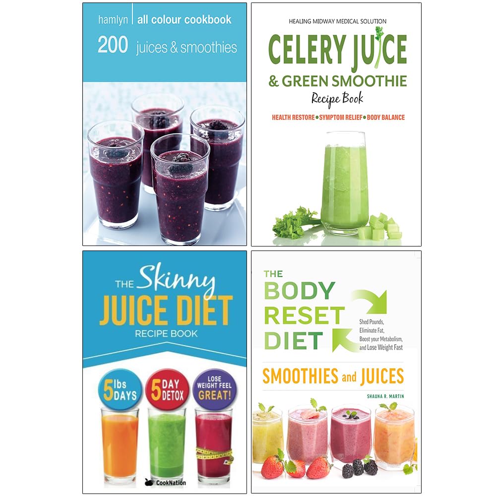 Hamlyn All Colour Cookery, The Skinny Juice Diet Recipe Book, The Body Reset Diet Smoothies and Juices, Celery Juice & Green Smoothie Recipe 4 Books Collection Set