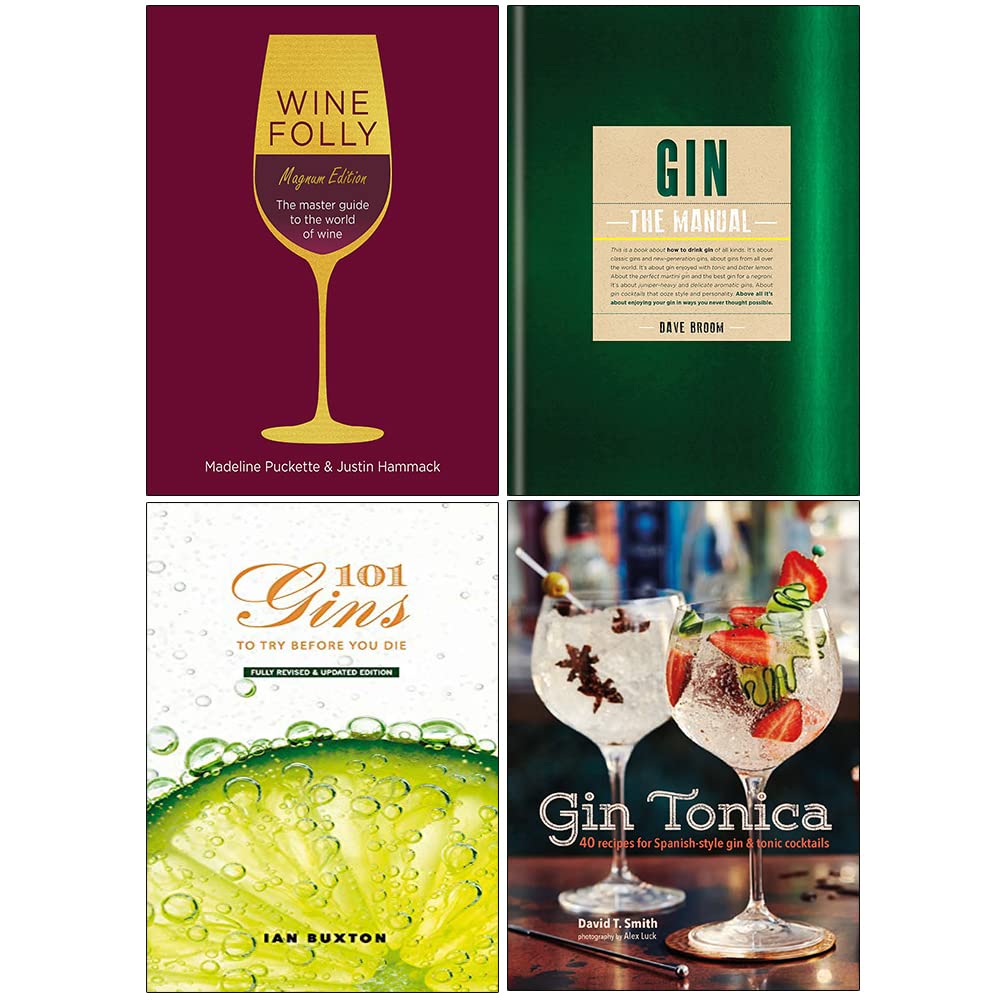 Wine Folly Magnum Edition, Gin The Manual, 101 Gins To Try Before You Die and Gin Tonica 4 Books Collection Set