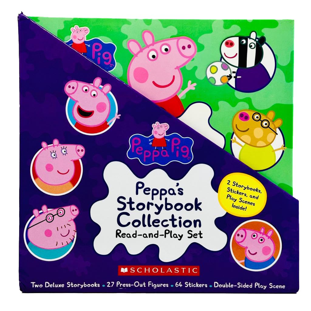 Peppa's Storybook Collection Read and Play Set Includes 2 Storybooks, Stickers and Play Scenes