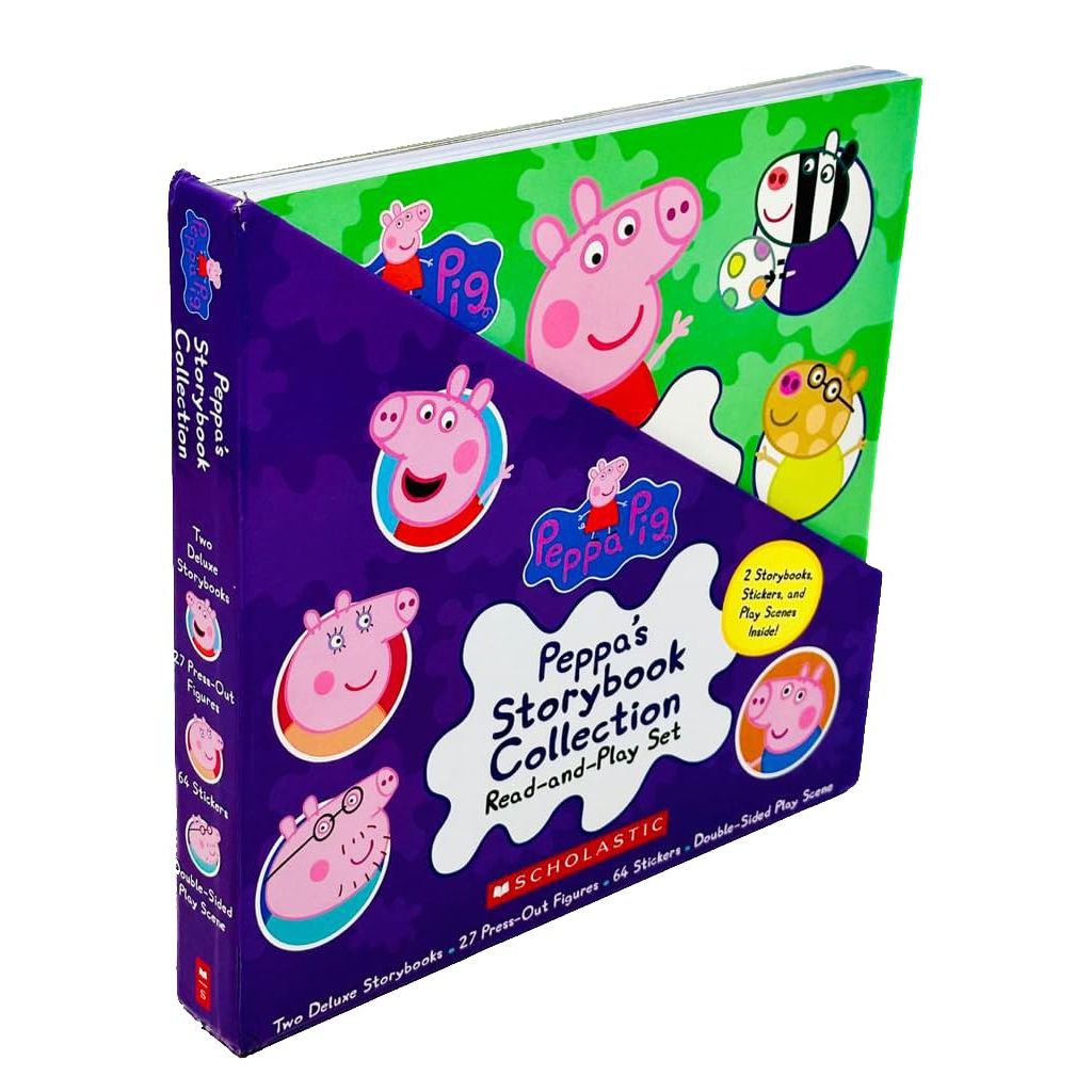 Peppa's Storybook Collection Read and Play Set Includes 2 Storybooks, Stickers and Play Scenes