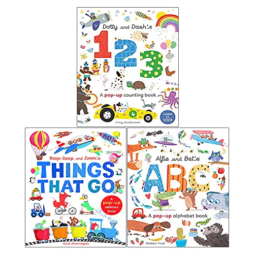 Little Learner's Pop-Up Collection 3 Books Collection Box Set by Little Tiger (Things That Go Pop-Up Vehicles Book, 123 Pop-Up Counting Book and ABC Pop-Up Alphabet Book)