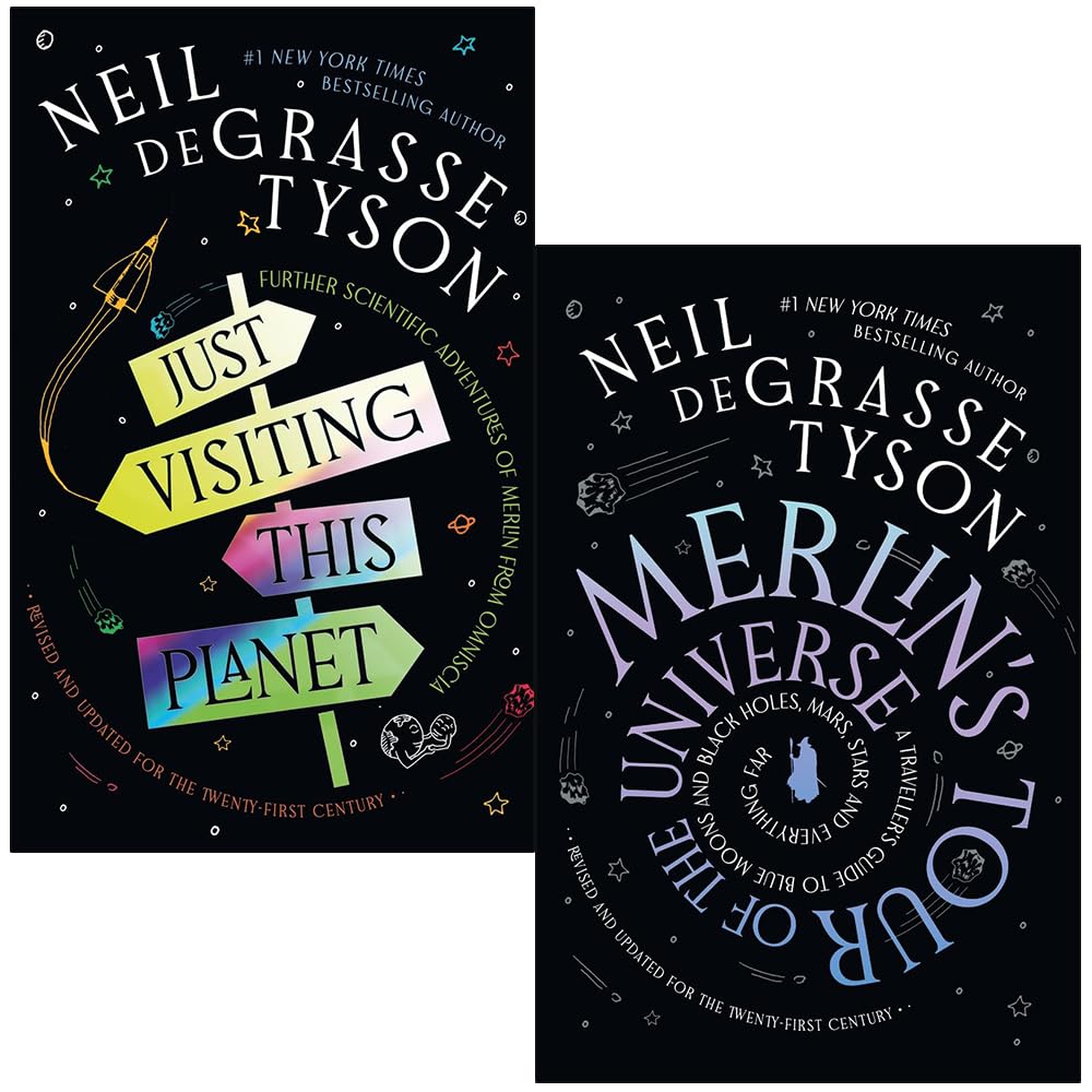 Neil deGrasse Tyson 2 Books Collection Set (Just Visiting This Planet &amp; Merlin's Tour of the Universe)