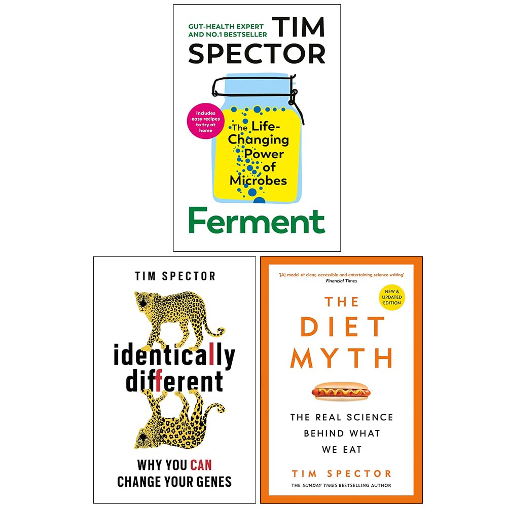 Tim Spector Collection 3 Books Set (Ferment, Identically Different and The Diet Myth The Real Science Behind What We Eat)