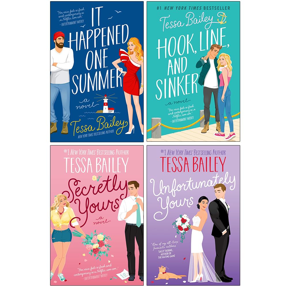Tessa Bailey Bellinger Sisters and Vine Mess Series Collection 4 Books Set (It Happened One Summer, Hook Line and Sinker, Secretly Yours and Unfortunately Yours)