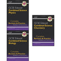 cgp gcse combined science 9-1 revision collection 3 books set (physics edexcel complete revision and practice with online edn, biology, chemistry)