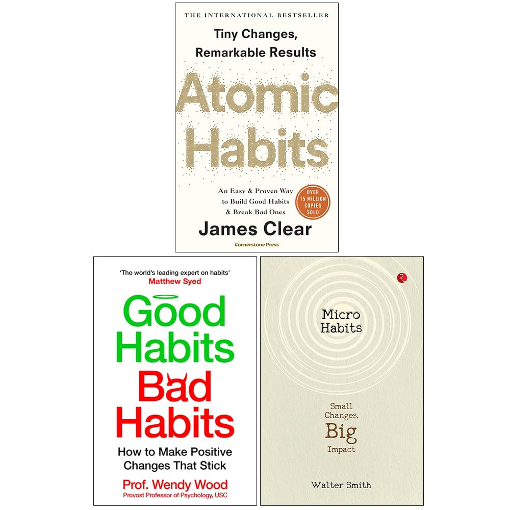 Atomic Habits, Good Habits Bad Habits and Micro Habits Small Changes Big Impact 3 Books Collection Set