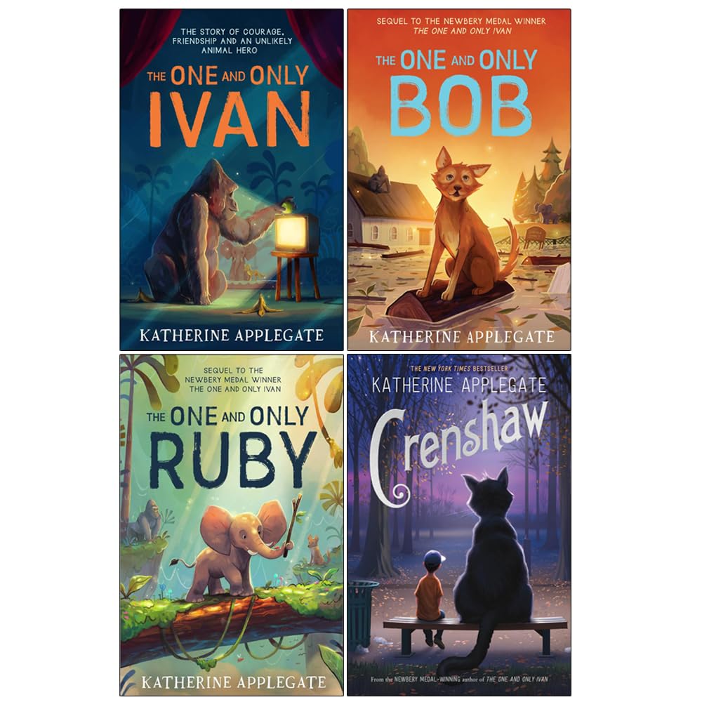 Katherine Applegate Collection 4 Books Set (Crenshaw, The One and Only Ivan, The One and Only Bob, The One and Only Ruby)