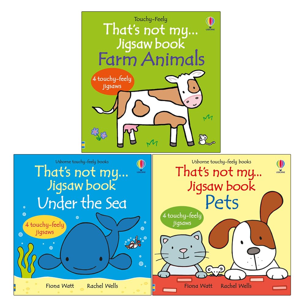That's not my jigsaw book Collection 3 Books Set by Fiona Watt (Farm Animals, Under the sea and Pets)