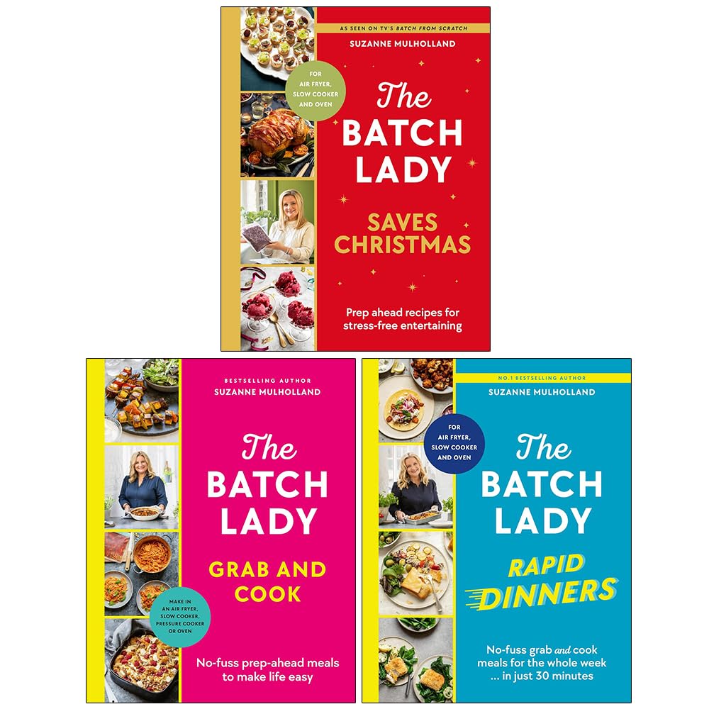 Suzanne Mulholland The Batch Lady 3 Books Collection Set (The Batch Lady Saves Christmas, Grab and Cook and Rapid Dinners)
