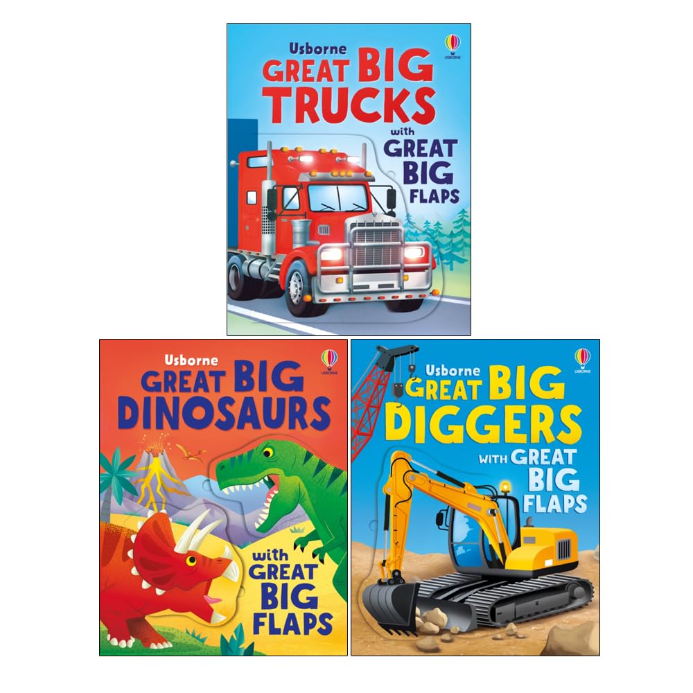 Usborne Great Big Flaps Collection 3 Books Set by Alice Beecham(Great Big Trucks,Great Big Diggers &  Great Big Dinosaurs)