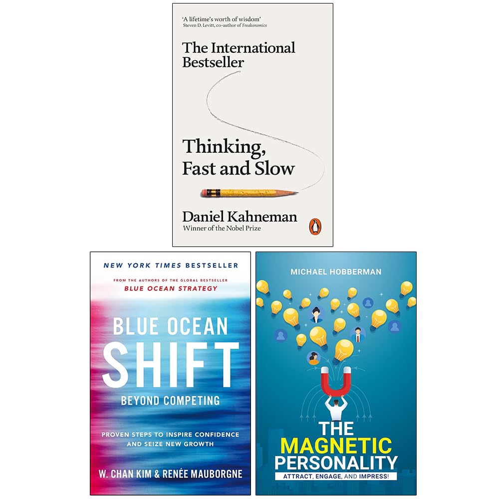 Thinking Fast and Slow, Blue Ocean Shift and The Magnetic Personality 3 Books Collection Set