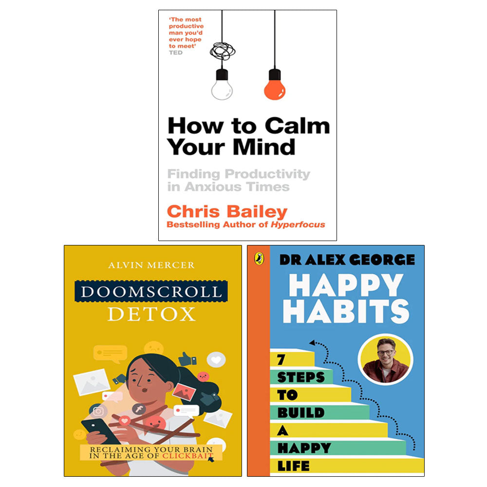 Doomscroll Detox, Happy Habits, How to Calm Your Mind 3 Books Collection Set