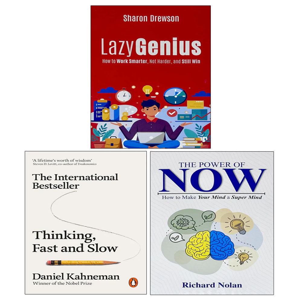 Lazy Genius, Thinking Fast and Slow, The Power of Now 3 Books Collection Set