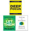 Talking to Strangers(HB), The Let Them Theory(HB), Deep Focus 3 Books Collection Set