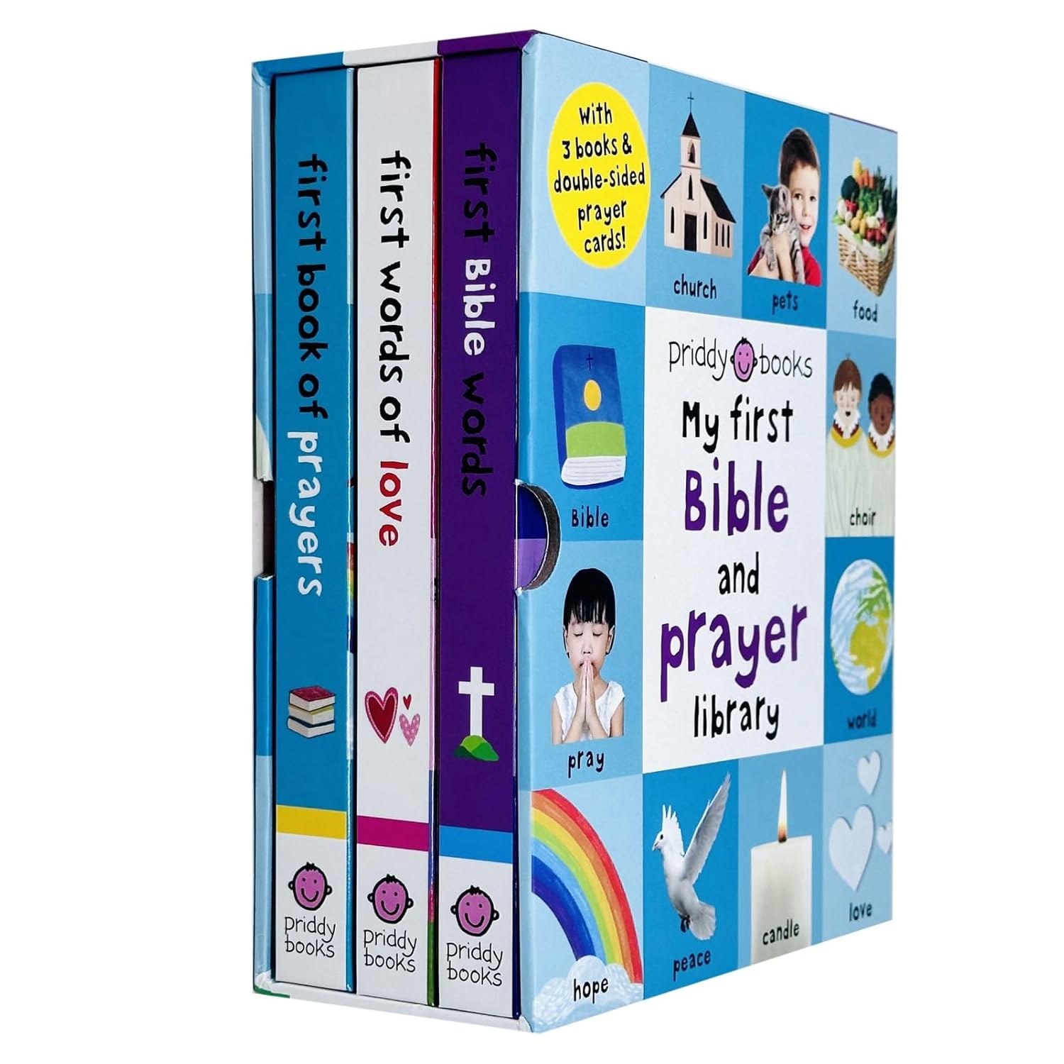 My First Bible and Prayer Library 3 Board Books Collection Set By Roger Priddy (First Book of Prayers, First Words of Love and First Bible Words)