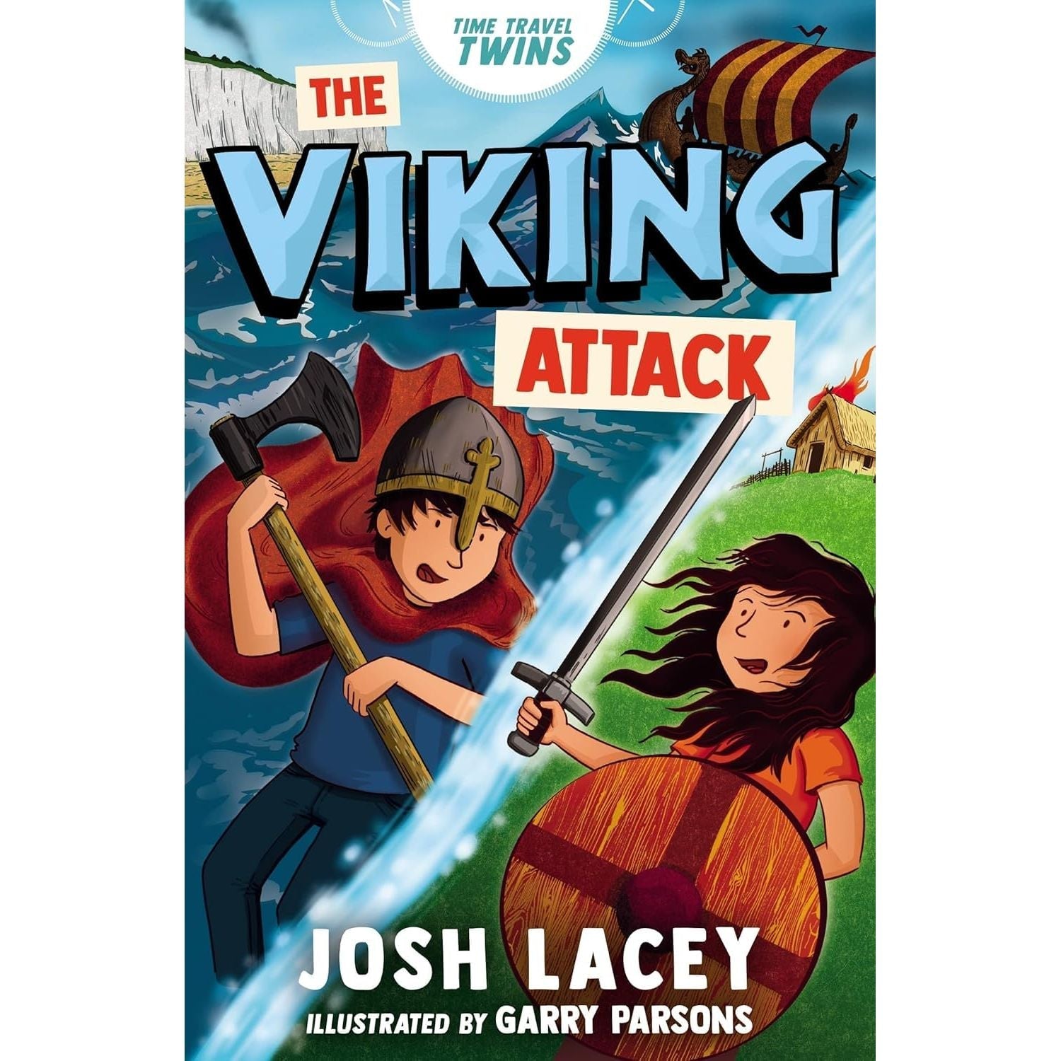 Time Travel Twins Series 4 Books Collection Set by Josh Lacey (Viking Attack, Stone Age Clash, Roman Invasion, Maya Sacrifice)