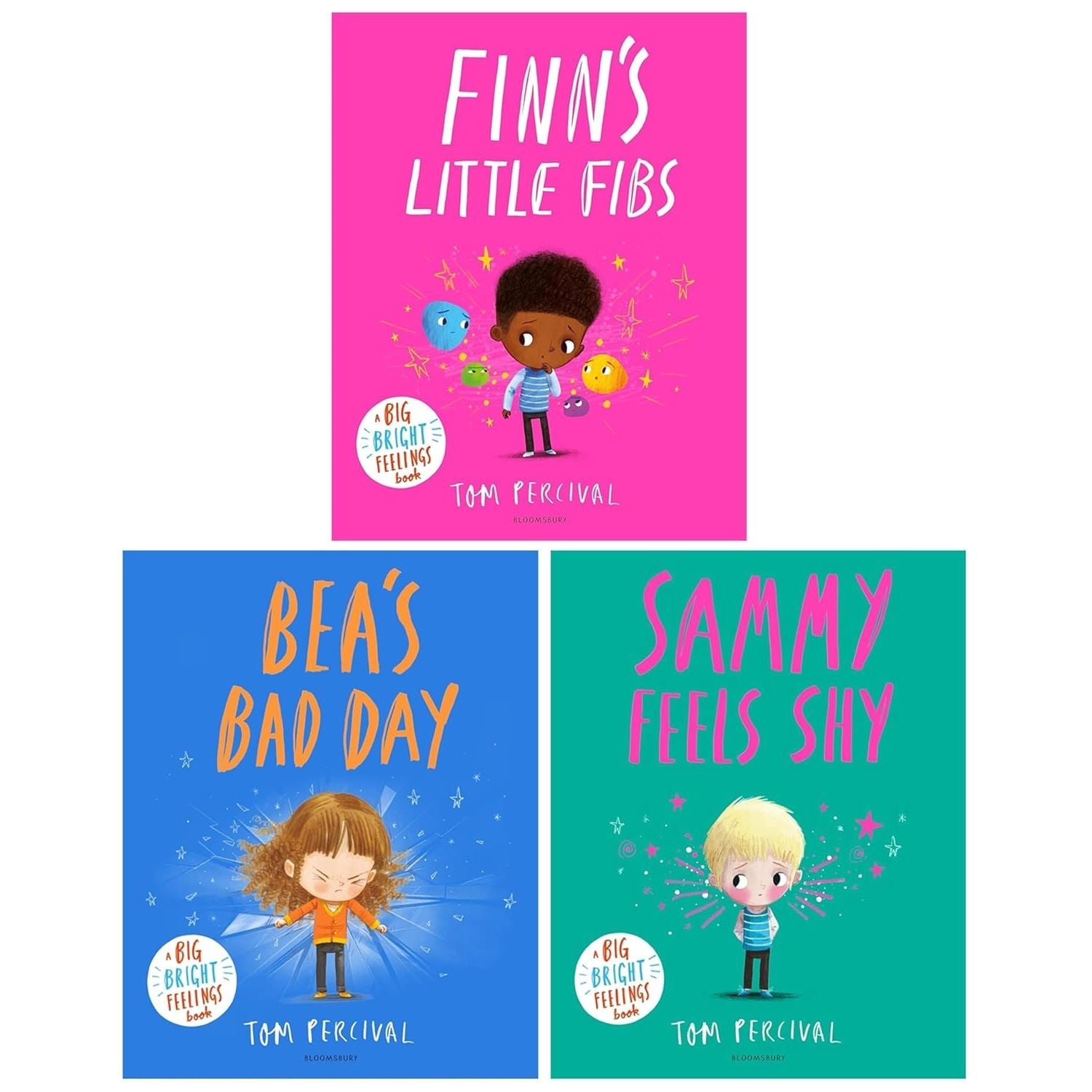 A Big Bright Feeling Series by Tom Percival 3 Books Collection Set (Finn's Little Fibs, Bea's Bad Day & Sammy Feels Shy)