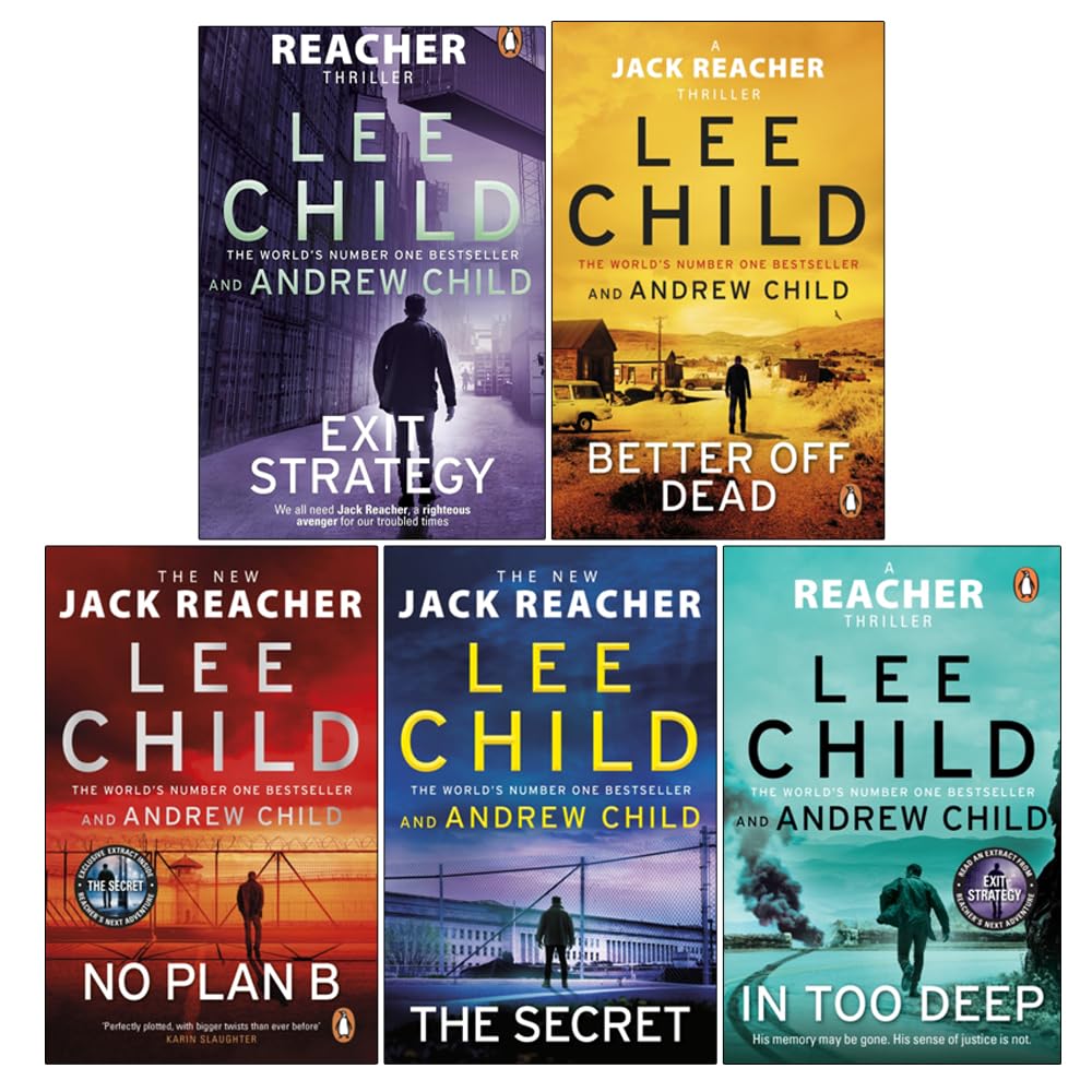 Jack Reacher Series (26-30) Collection 5 Books Set By Lee Child (Better off Dead, No Plan B, The Secret, In Too Deep, Exit Strategy)