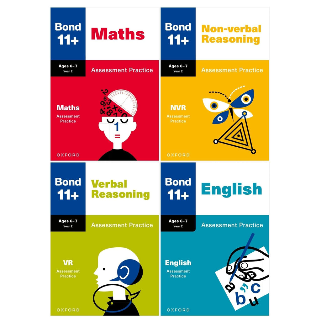 Bond 11+ Maths English Verbal Non-Verbal Reasoning Assessment Practice 6-7 years 4 Books Set (Bond Assessment Papers)