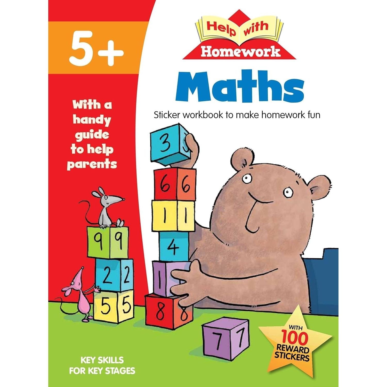 Age 5+ Key Skills Help With Homework 5 Books Collection Set with Stickers (Maths, Handwriting, Adding & Subtracting, Spelling, Reading & Writing)