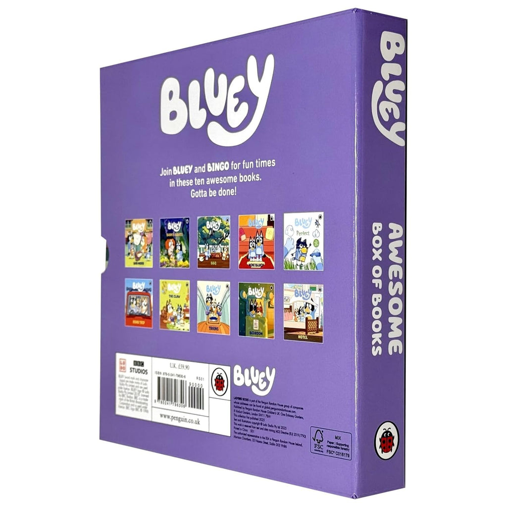 Bluey: Awesome Box of Books 10 Books Box Set (Road Trip, Barky Boats, Bad Mood, Bedroom)