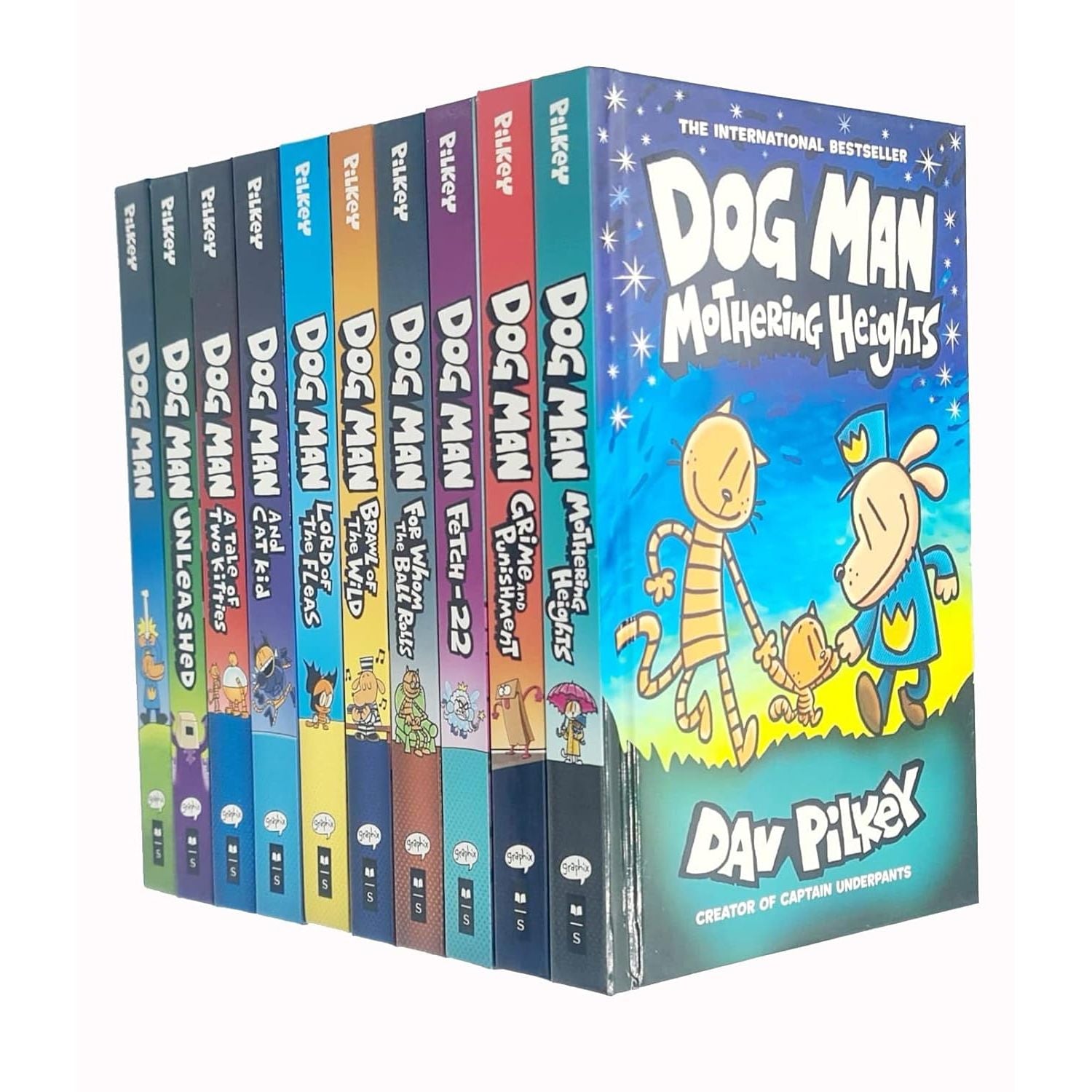 Dog Man Series 1-10 Books Mega Collection Set By Dav Pilkey (Dog Man, Unleashed, A Tale of Two Kitties)
