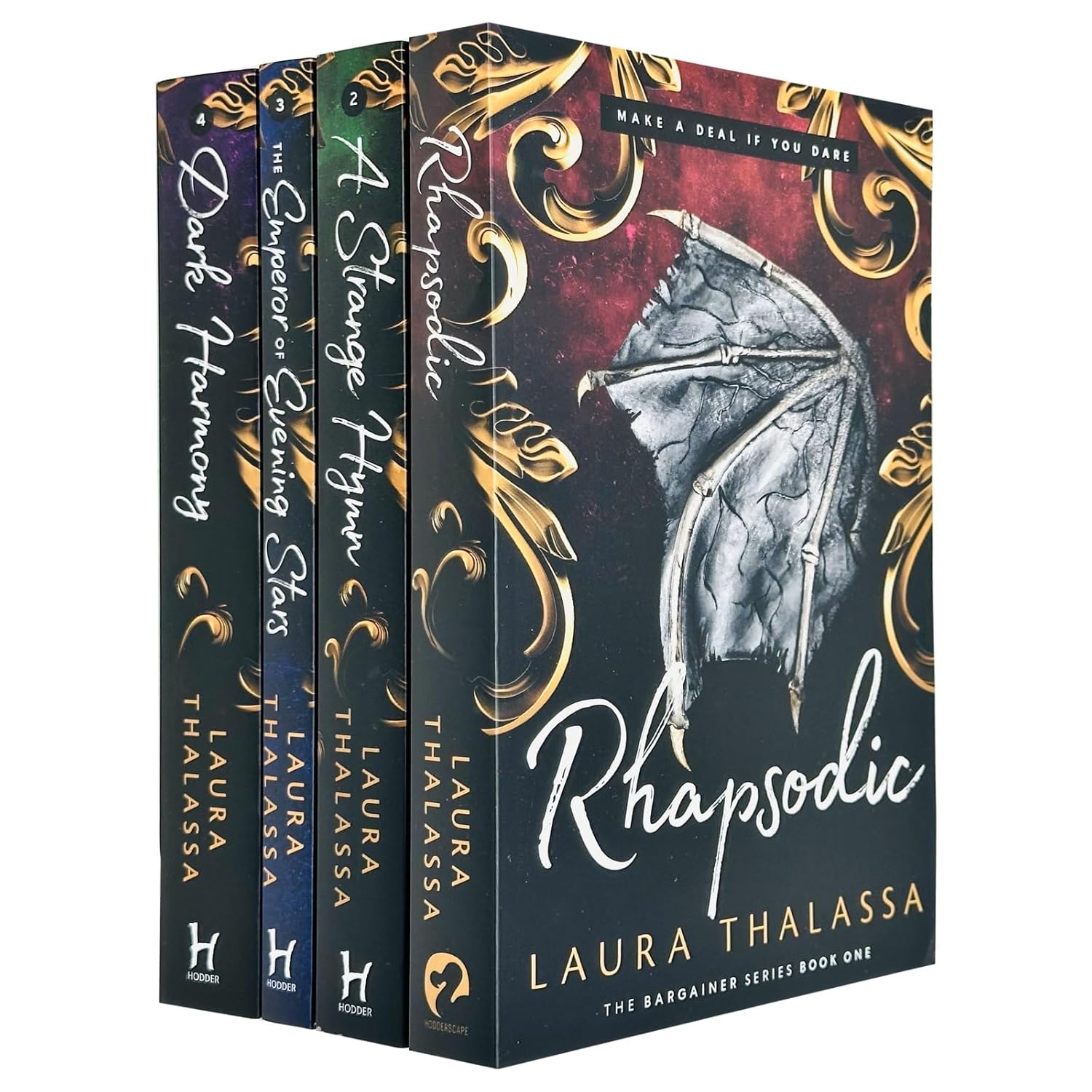 The Bargainer Series 4 Books Collection Set by Laura Thalassa (Rhapsodic, The Emperor of Evening Stars)