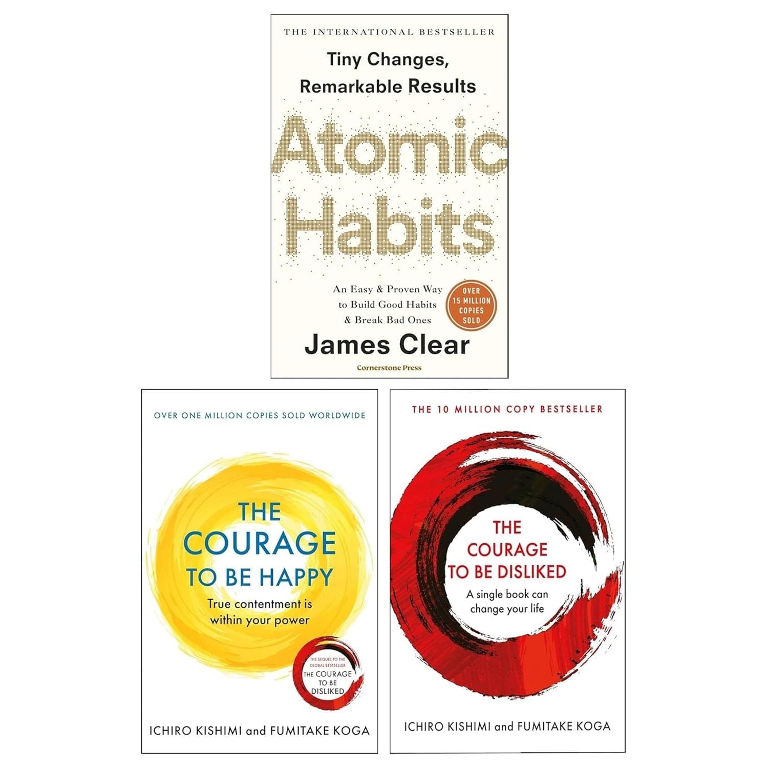 Atomic Habits, The Courage to be Disliked and The Courage to be Happy 3 Books Collection Set