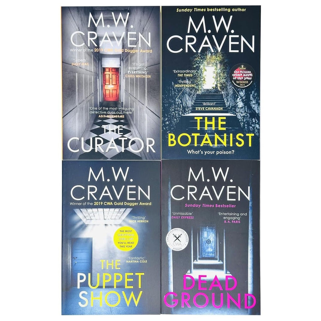 M. W. Craven Washington Poe Series 4 Books Collection Set (The Puppet Show,The Curator, The Botanist,  Dead Ground)