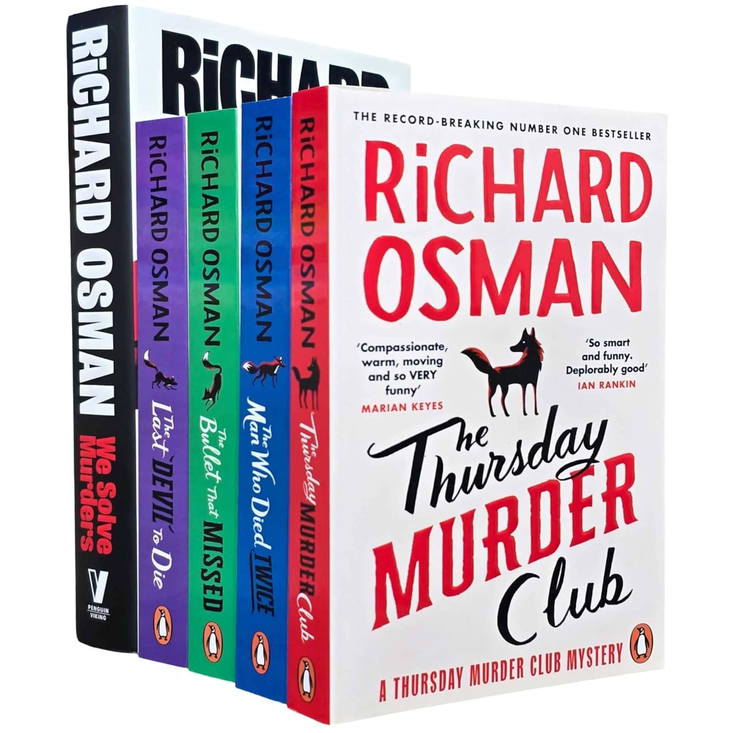 Thursday Murder Club Mysteries and We Solve Murders Series By Richard Osman 5 Books Collection Set (The Thursday Murder Club,Man Who Died Twice,Bullet That Missed,Last Devil To Die,We Solve Murders)