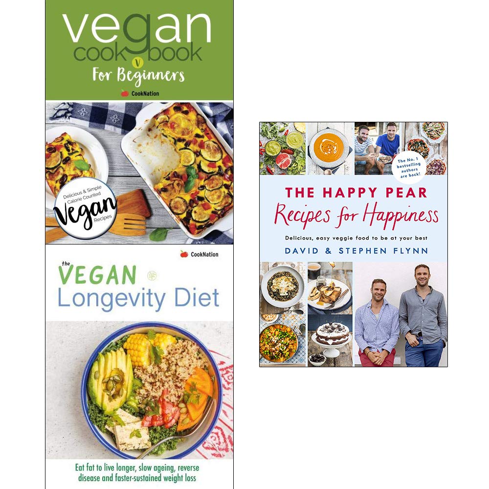 Happy pear recipes for happiness [ ], vegan cookbook beginners, longevity diet 3 books collection set