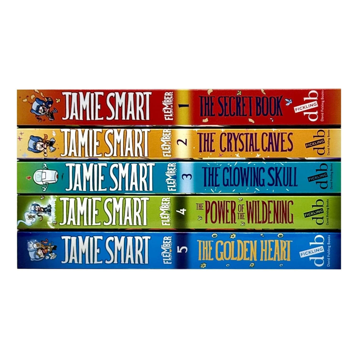 Flember Series 5 Books Collection Set (Books 1-5) by Jamie Smart (The Secret Book, Crystal Caves, Glowing Skull, Power of the Wildening, Golden Heart)