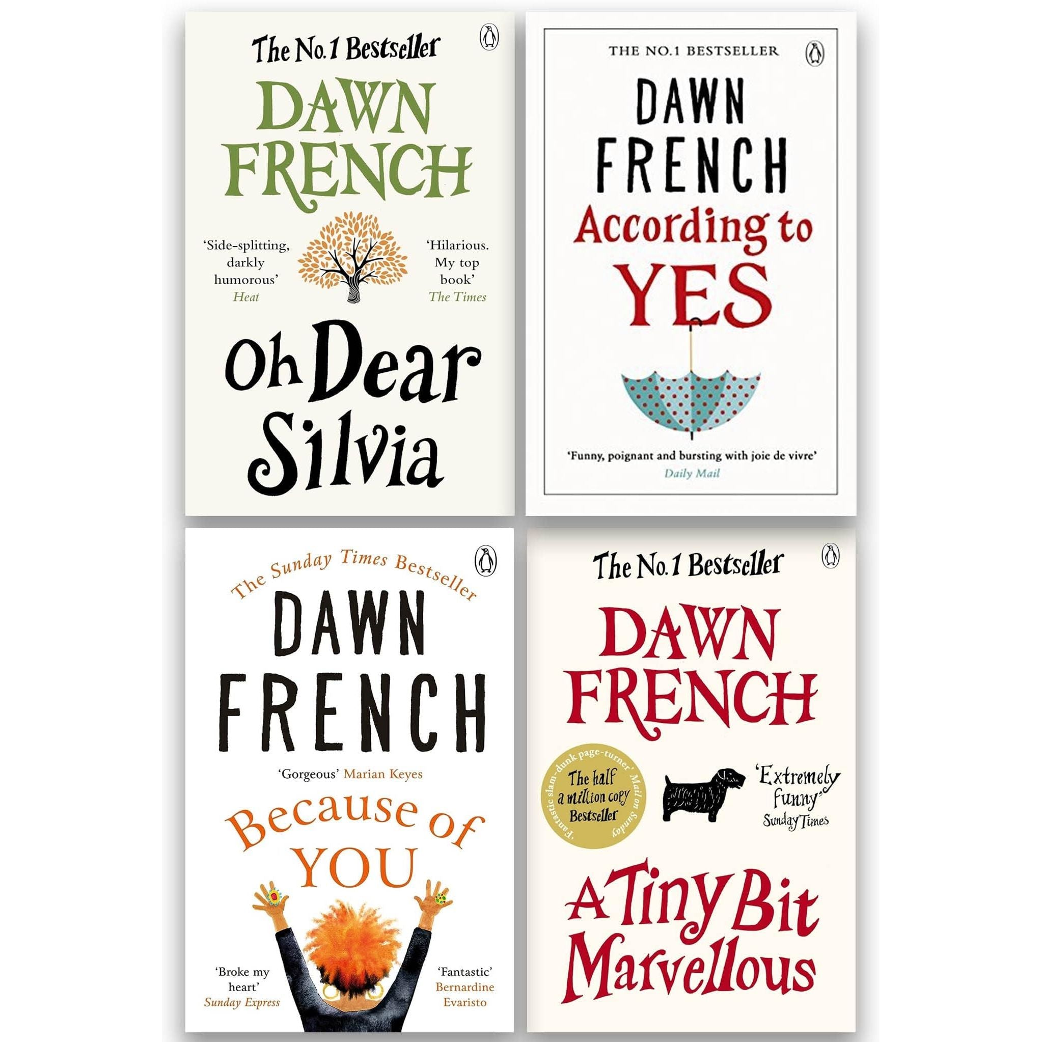 Dawn French Collection 4 Books Set (A Tiny Bit Marvellous, Oh Dear Silvia, According to Yes and Because of You)