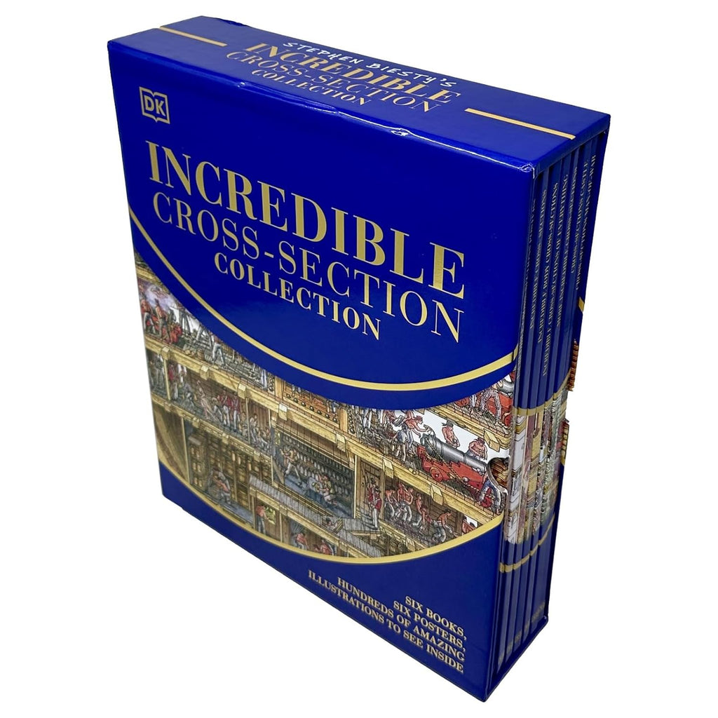 Stephen Biesty’s Incredible Cross-Sections 6-Book Collection Box Set + Poster Book (Cross-Sections Castle, Man-Of-War & More)