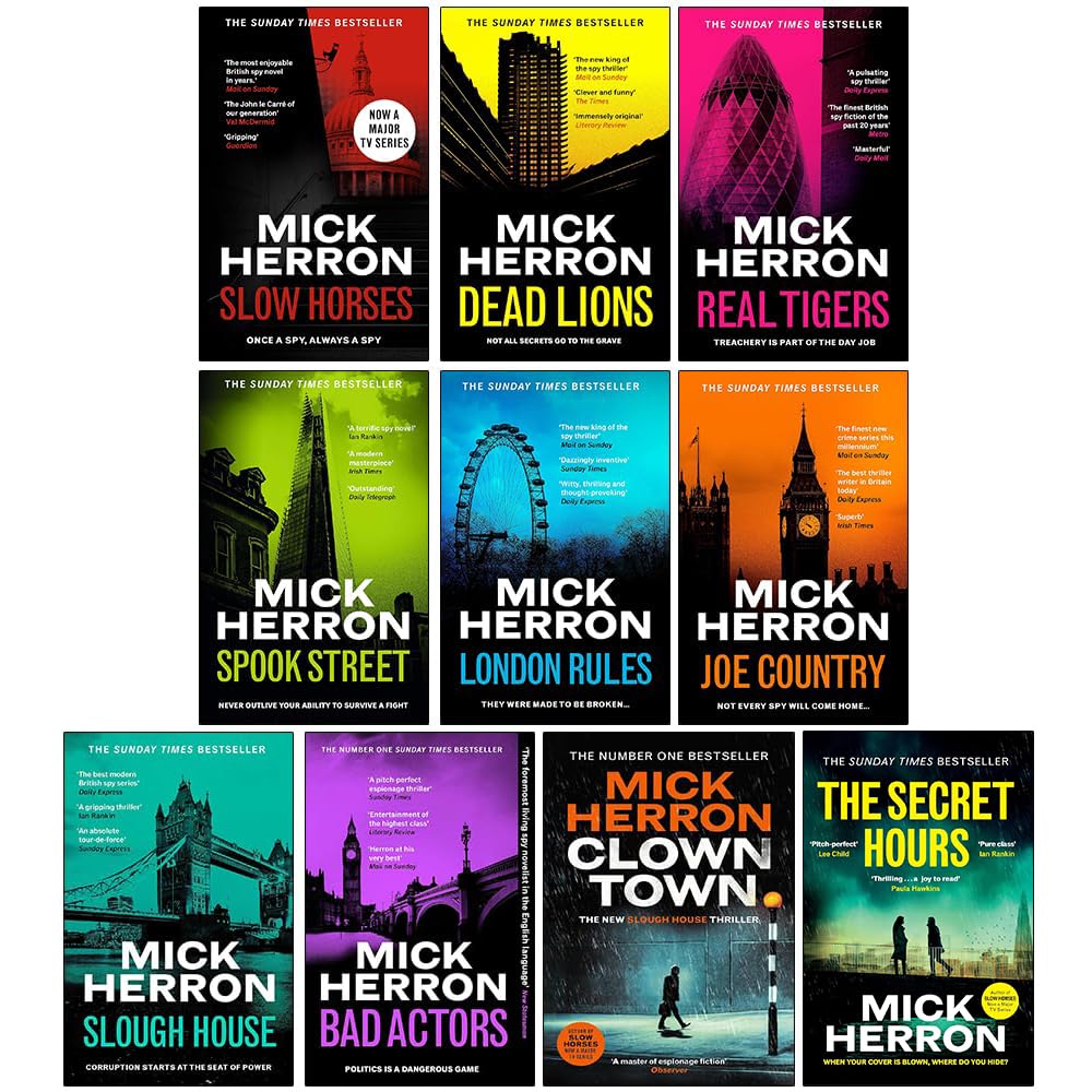 Mick Herron 10 Books Collection Set (Slow Horses, Dead Lions, Real Tiger, Spook Street, London Rules, Joe Country, Slough House & More