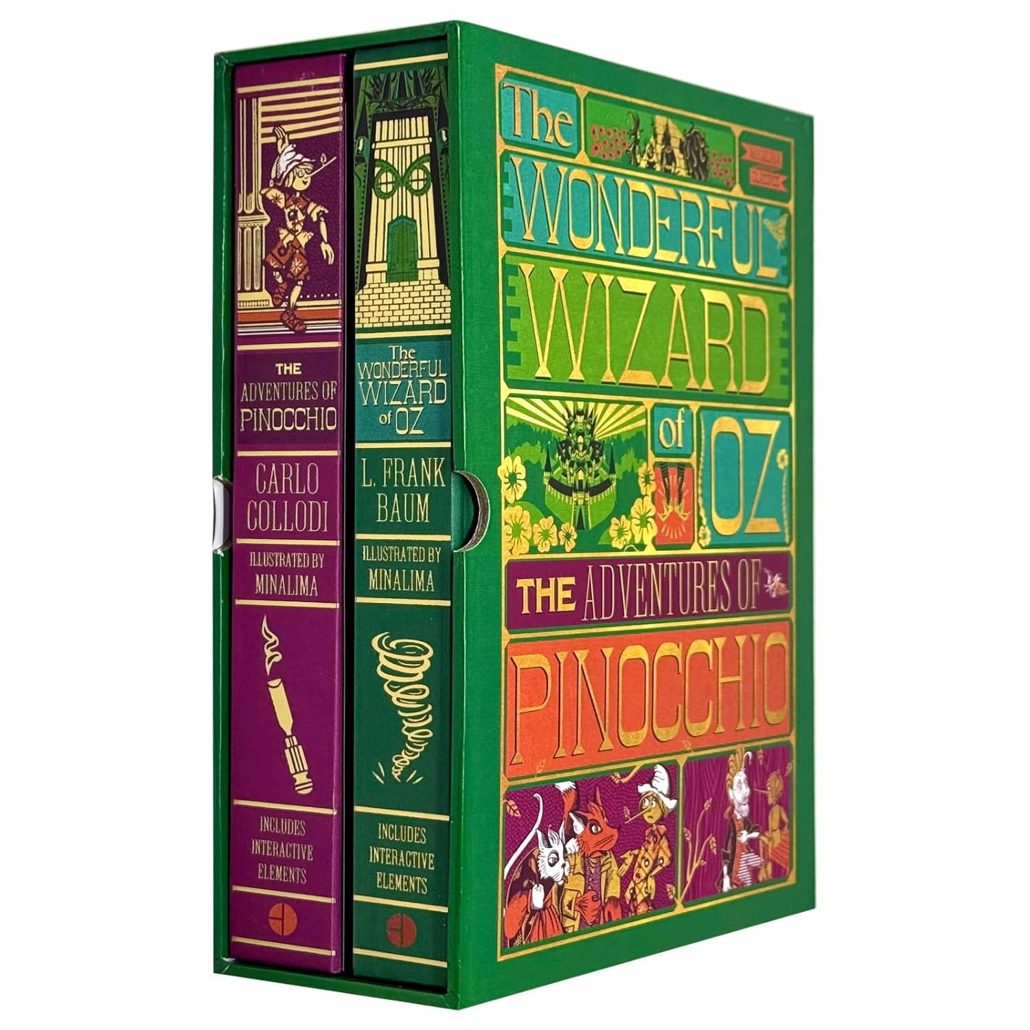 The Wonderful Wizard of Oz By L. Frank Baum & The Adventures of Pinocchio By Carlo Collodi  2 Books  Collection Set