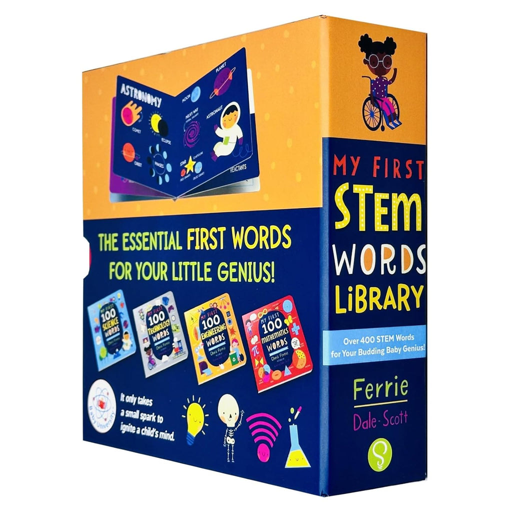 My First Stem Words Library 4 Books Collection Set By Chris Ferrie (My First 100 Science Words, Technology Words, Engineering Words and Mathematics Words)