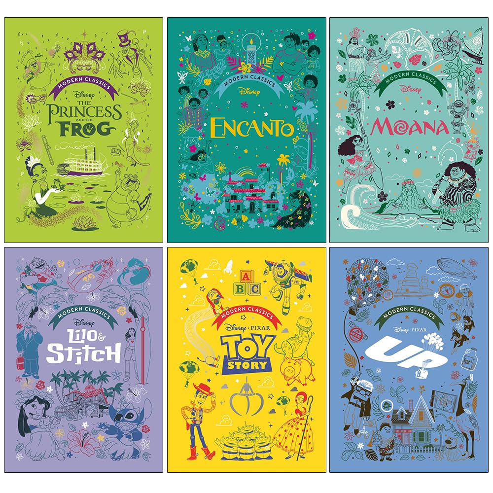 Disney and Pixar Modern Classics 6 Books Collection Set By Sally Morgan (The Princess and the Frog, Encanto, Moana, Lilo and Stitch, Toy Story and Up)
